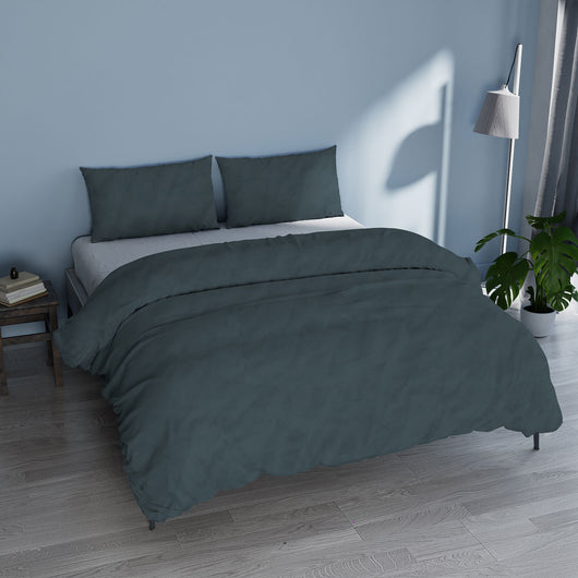 Copripiumino Matrimoniale con Sacco e Federe Linea Water Washed Salvia