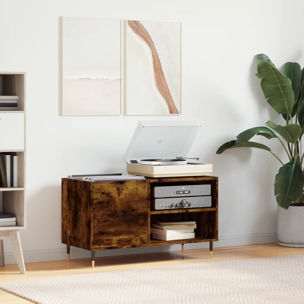 Mobile Porta Dischi Rovere Fumo 85x38x48 cm Legno Multistrato 831697