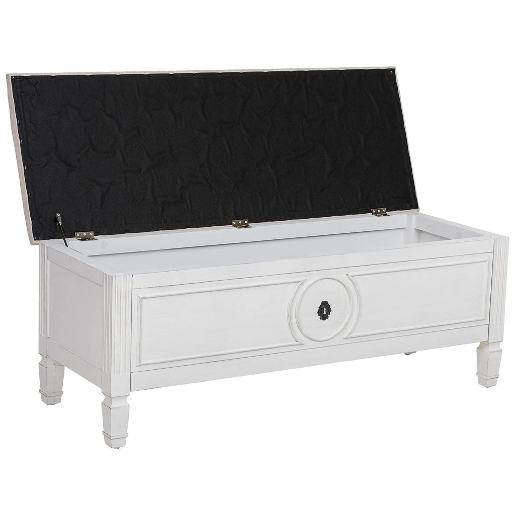 Panca in legno bianco 120x43x48h cm