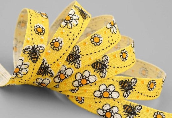 Lint decorativo - 20 metri - fiori di api - seta gialla - tessuti naturali - primavera estate - Pasqua - biodegradabile