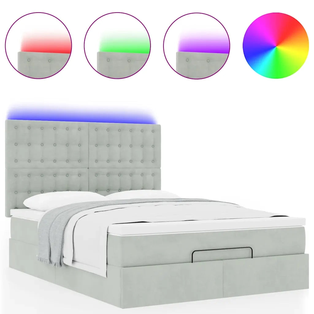 Struttura Letto Pouf con Materassi 140x200 cm in Velluto 3314468
