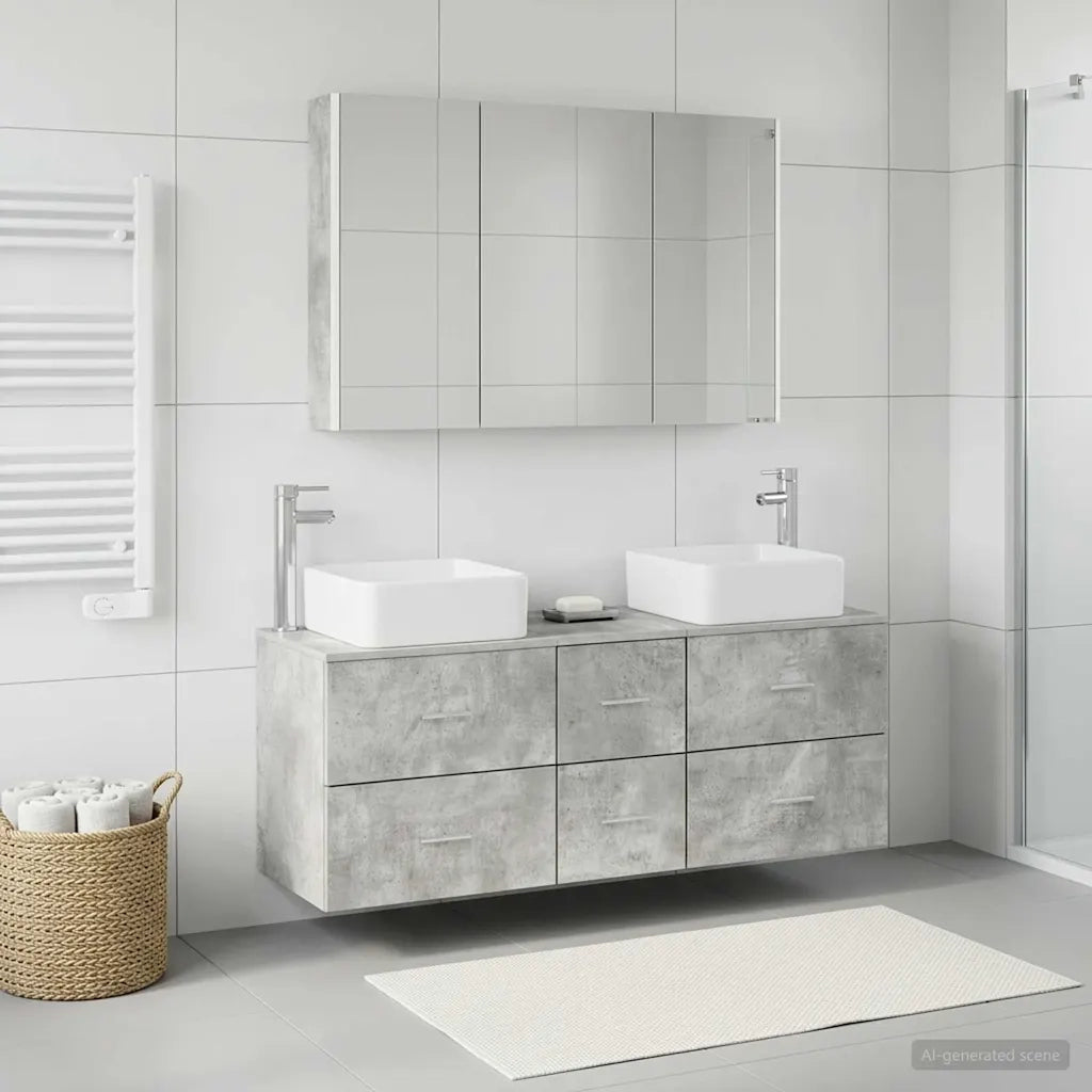 Set di mobili per il bagno 4 pcs Grigio Cemento 3406786