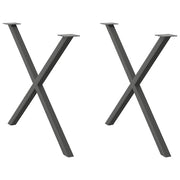 Set di 2 gambe per tavolo da pranzo a forma di X in acciaio antracite robuste e dal design moderno 90 x 73 cm 02_0057198