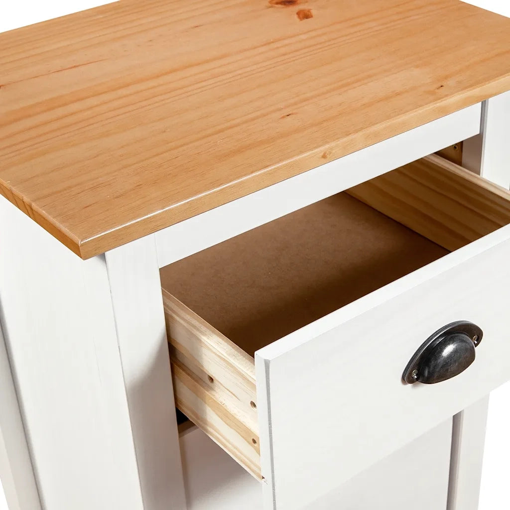 Credenza Hill Bianca 46x35x80 cm in Legno Massello di Pino 288914