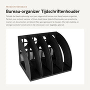 Organizzatore per ufficio con 4 contenitori - Supporto per documenti A4 - Custodia per riviste - Scatola organizzatore nera - Resistente plastica - Ideale per ufficio