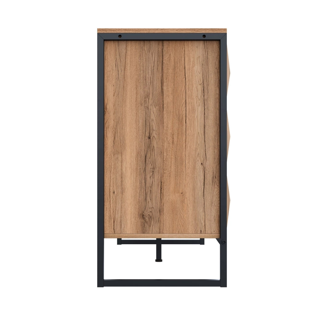 Credenza con 6 cassetti; 120 x 40 x 80 cm; pannello truciolare; nero e naturale