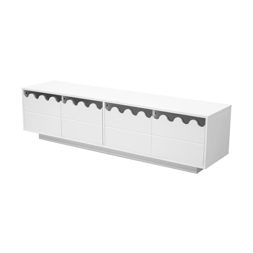Mobile TV con 4 Ante e Design a Onde ¨C Xylo ¨C Soggiorno, 170x40x45