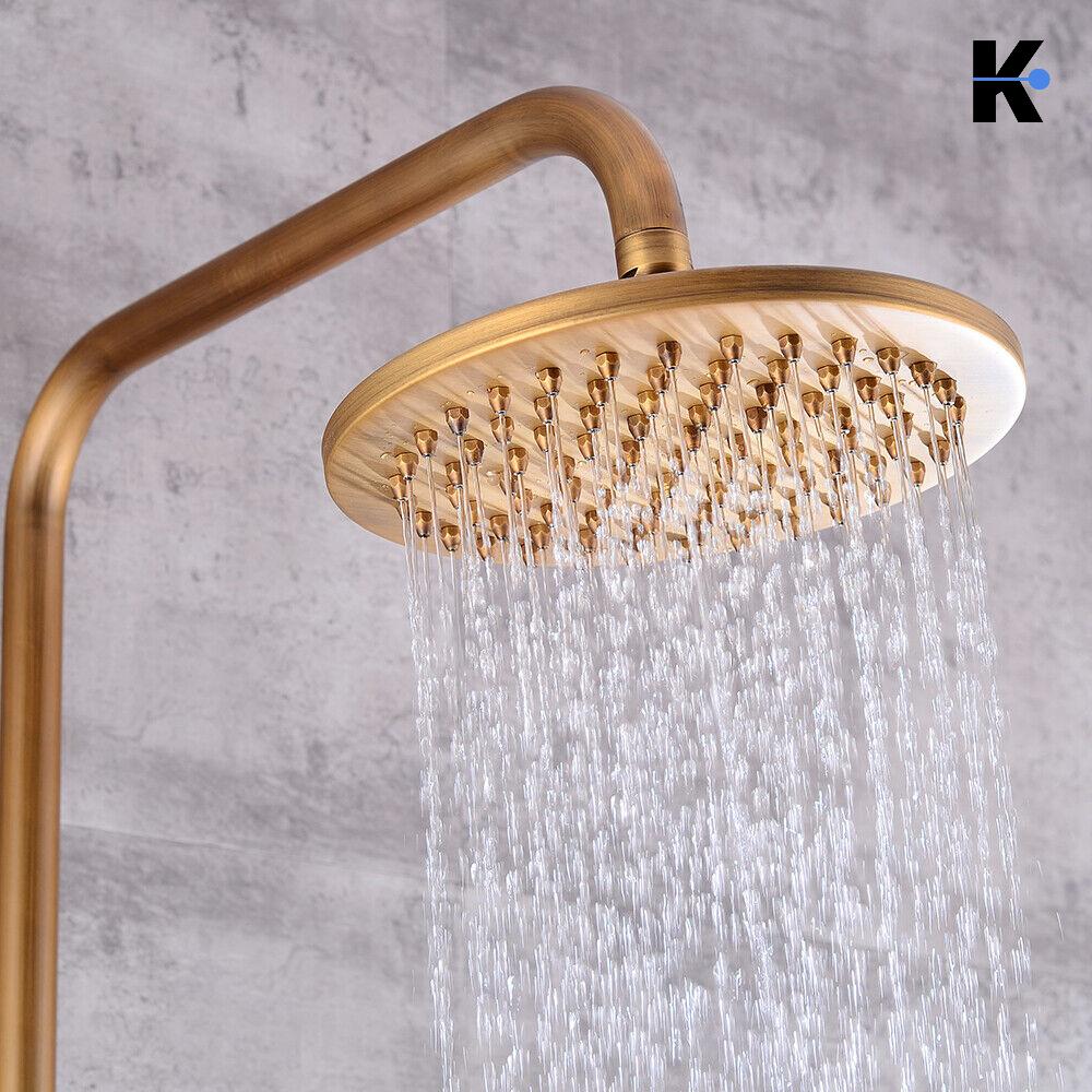 JANA | Set doccia vintage ottone non laccato in acciaio inox | Miscelatore doccia dal design retrò | Miscelatore doccia completo di doccetta