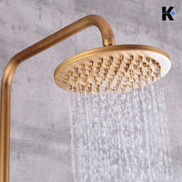 JANA | Set doccia vintage ottone non laccato in acciaio inox | Miscelatore doccia dal design retrò | Miscelatore doccia completo di doccetta