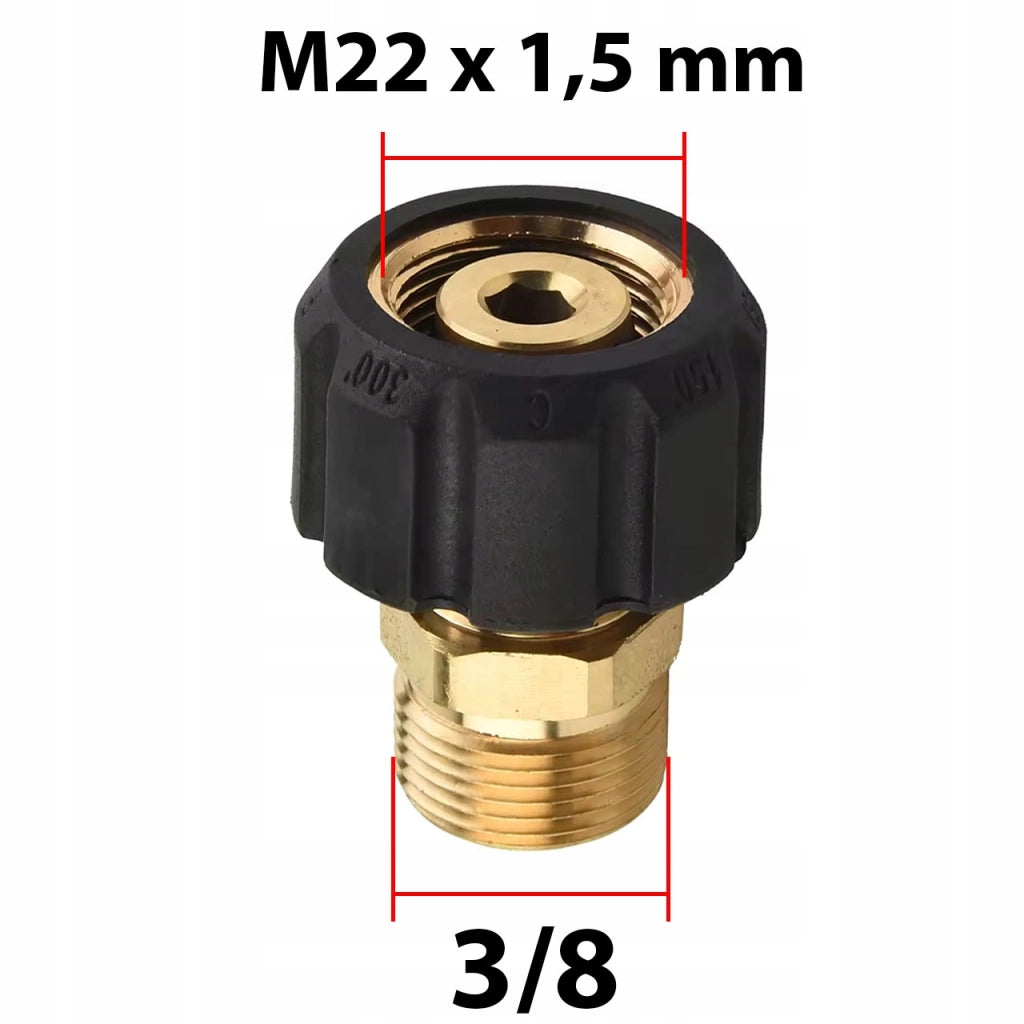 Adattatore Riduttore in Ottone M22-3/8" Compatibile con Idropulitrici Kärcher HD/HDS