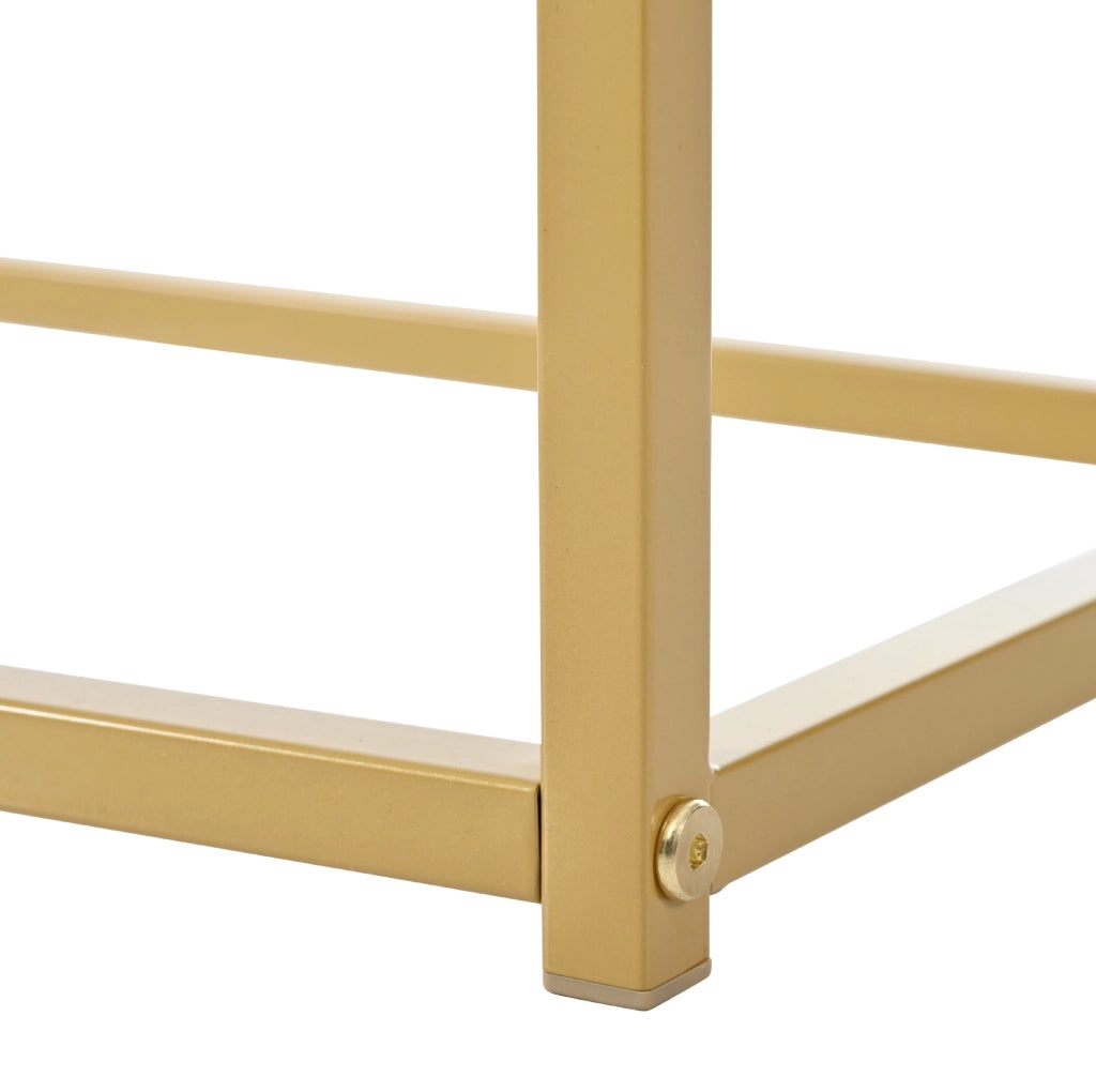 Consolle 110x32x85 cm con cassetto e gambe regolabili in MDF e metallo bianco