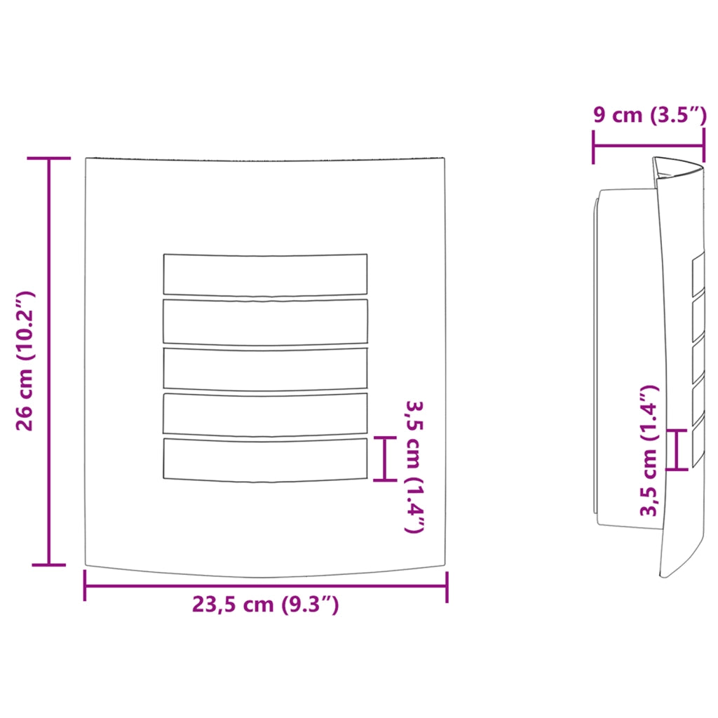 Lampada da Muro Esterno 2 pcs Argento Acciaio Inossidabile IP44