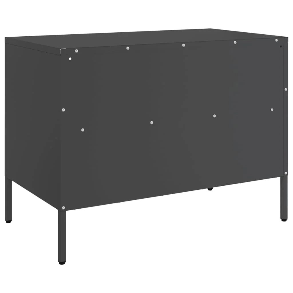 Mobile TV multimediale mensola TV credenza TV adatto per sala da pranzo soggiorno camera da letto 68 x 39 x 50,5 cm acciaio nero 02_0026159