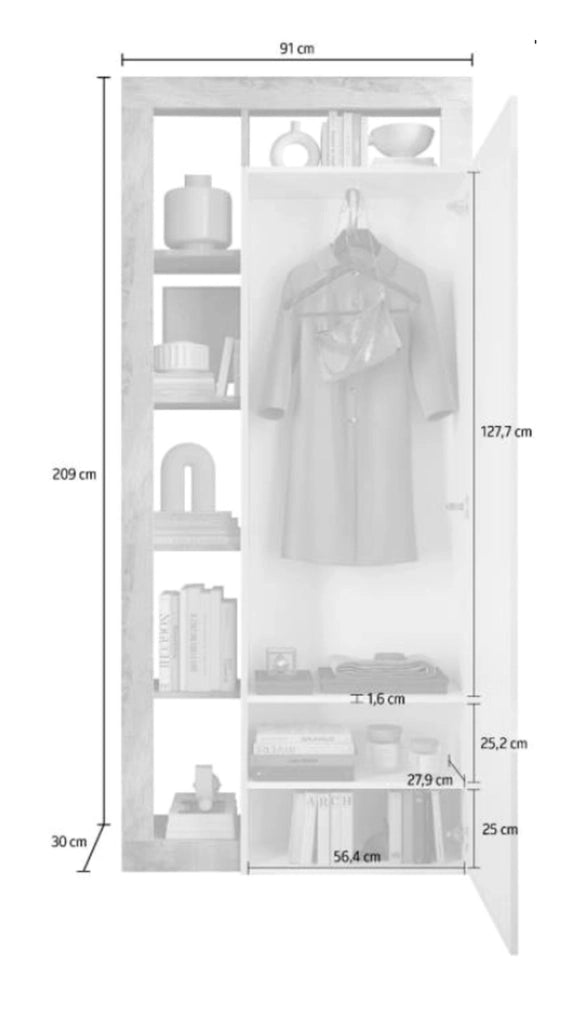 Gonzaga, Mobile da Ingresso Specchio Incluso, 90.5x30x210h cm Marrone Pero