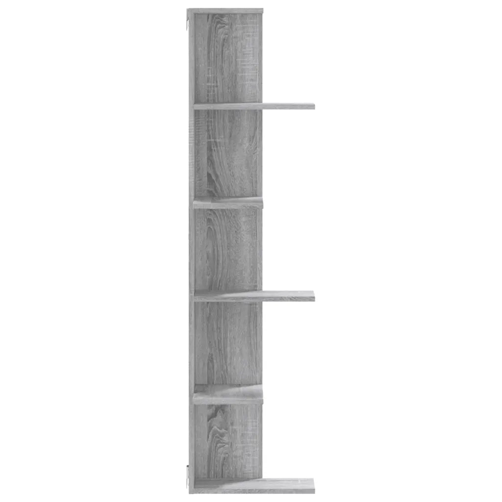 vidaXL Scaffale Angolare Muro Grigio Sonoma 36,5x36,5x140 cm Legno