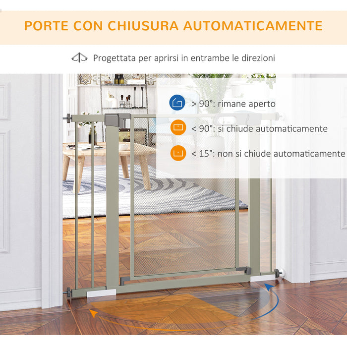 Cancelletto di Sicurezza per Cani Estensibile con Chiusura Automatica 75-103x76 cm Grigio