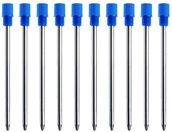 Penna a Sfera di Alta Qualità - 10 Stuks - 0,7 mm - Blu - Materiale Metallico Leggero - Sostenibile - Inchiostro Velocemente Assorbente - Ricariche