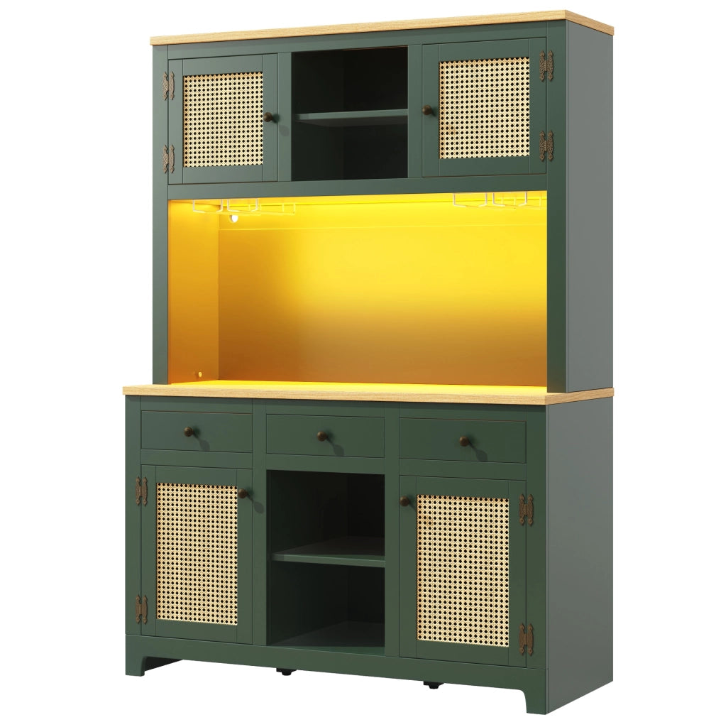 Credenza alta 120x40x180 cm con luci a colori; in MDF; verde antico