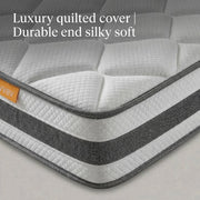 Materasso 140 × 190 cm alto 25 cm con molle insacchettate e schiuma comfort, rivestimento traspirante