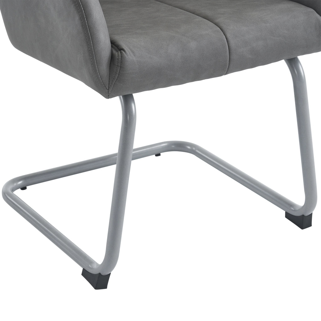 Sedia da pranzo set da 4 con braccioli integrati design ergonomico imbottita e gambe curve in similpelle grigia
