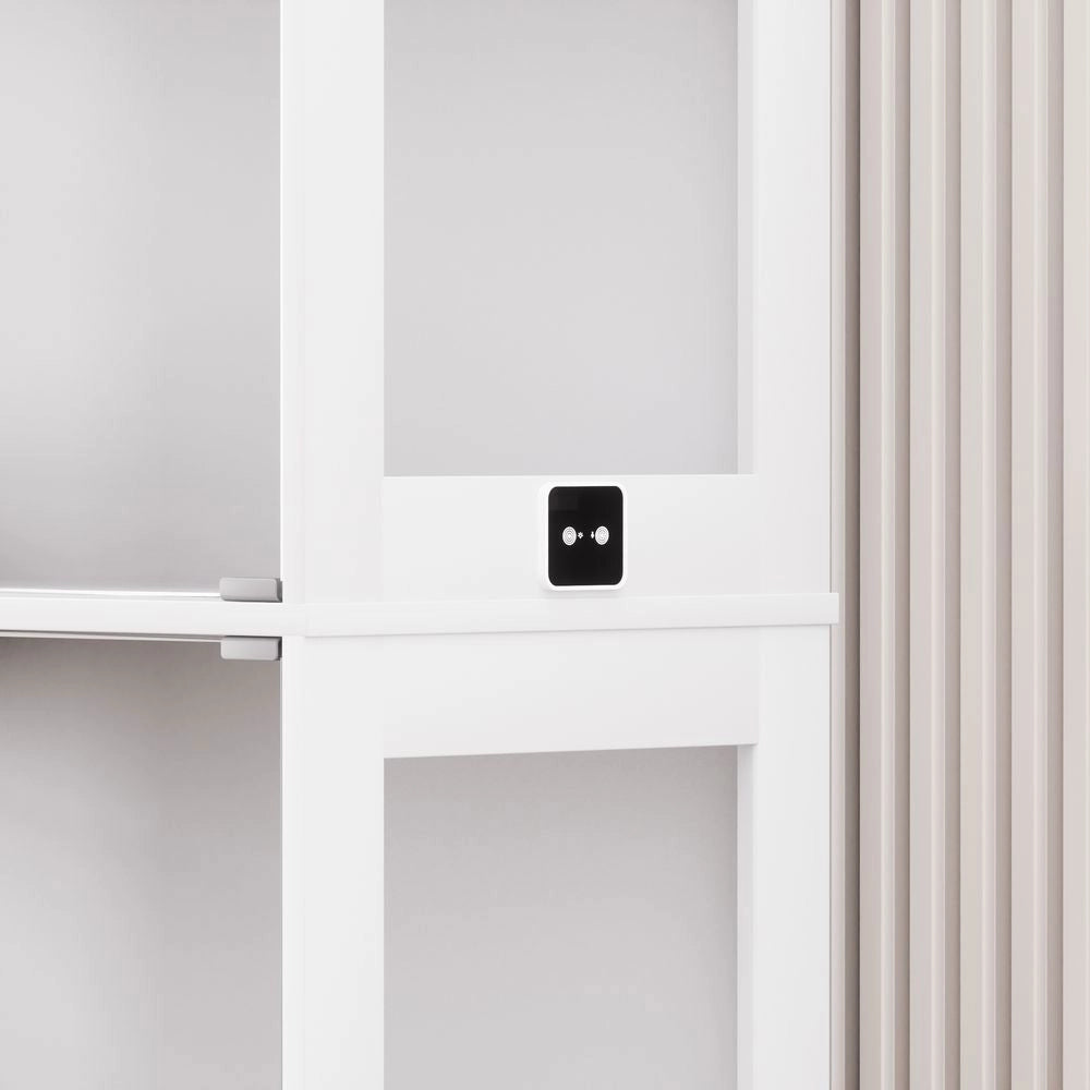 Vetrina 4 ripiani in vetro temperato con LED - Xylo - illuminazione a sensore di movimento 3CCT, per collezioni, bianco