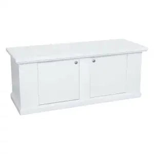 Cassapanca in legno Shabby chic mod Veronica con 2 ante colore bianco opaco