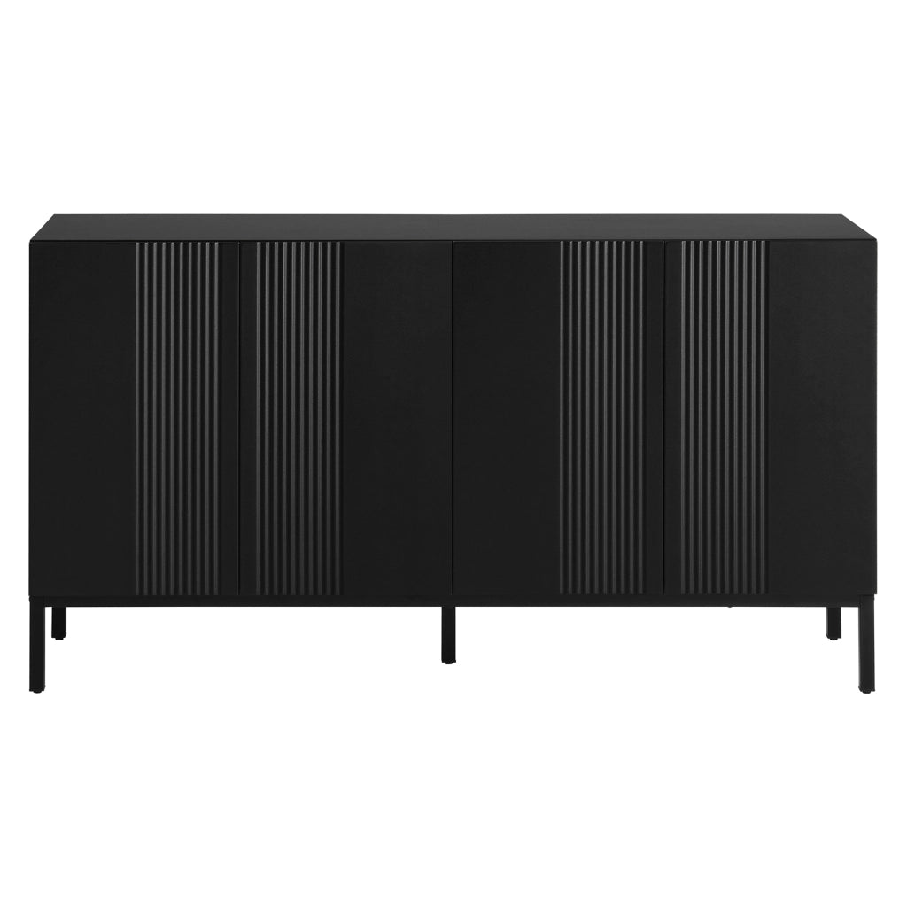 Credenza 4 Ante Moderna ¨C MINIMAL ¨C Nero, per Soggiorno e Cucina