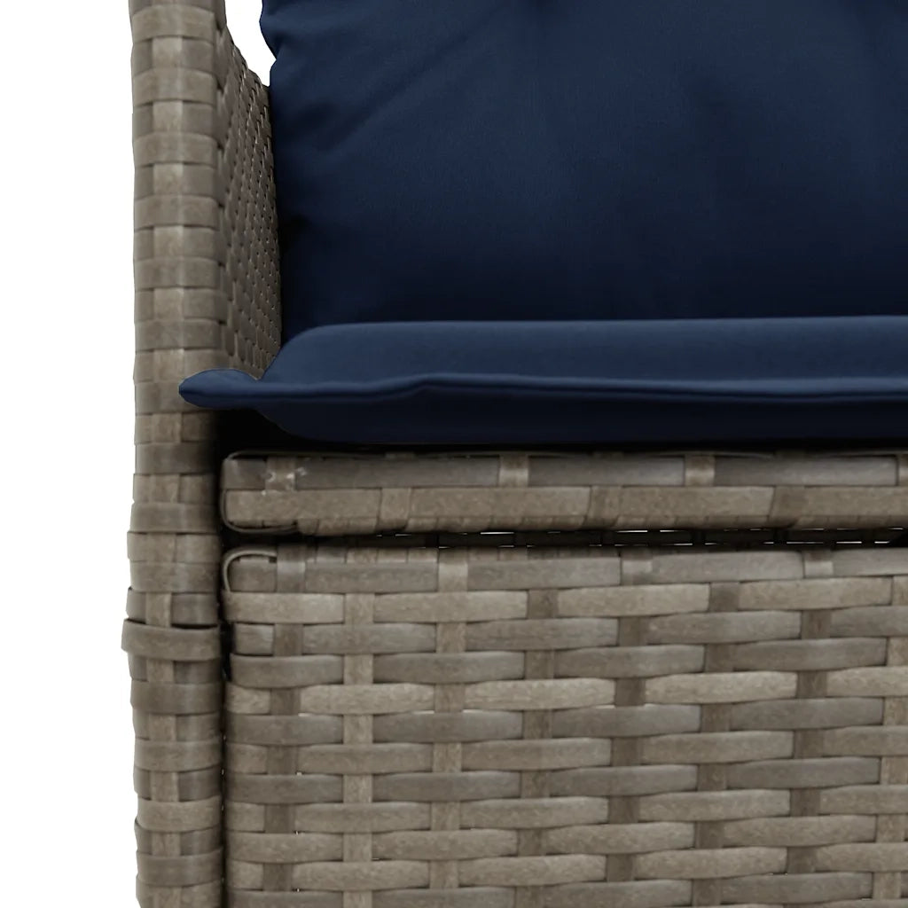 Divano da giardino reclinabile a 2 posti con tavolo grigio in polyrattan 365714