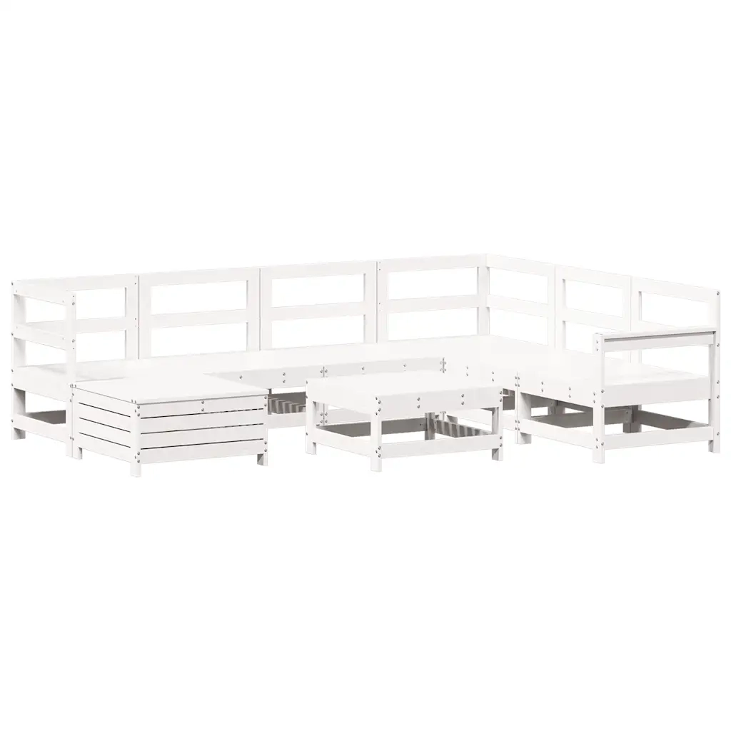 Set Divani da Giardino 8 pz in Legno Massello di Pino Biancocod mxl 116742