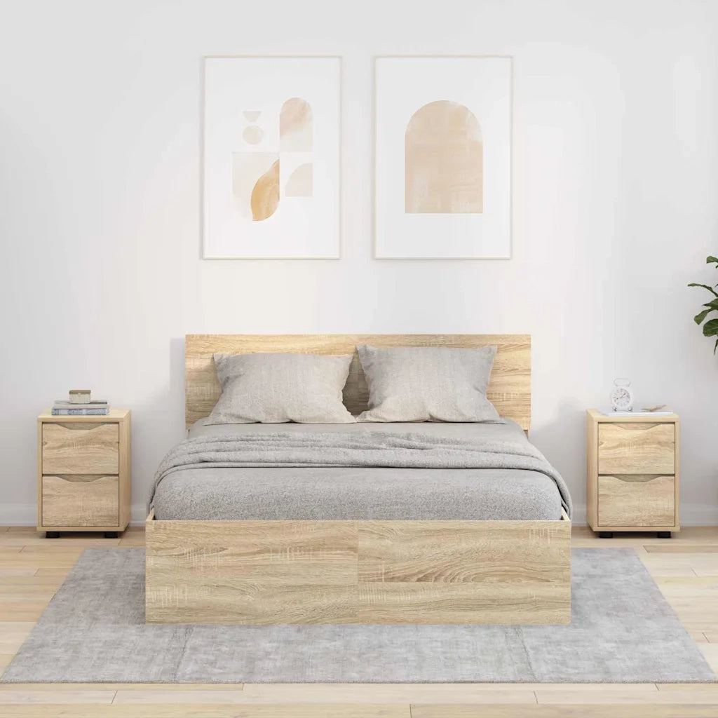 Set di 2 Comodini | Armadio da Notte | Mobiletto da notte con cassetto Rovere Sonoma 30,5 x 30 x 43 cm