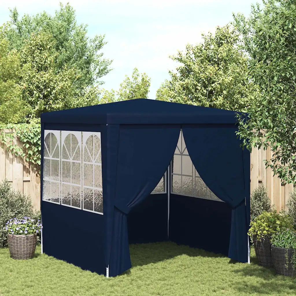 Gazebo | Pergolato Professionale con Pareti 2,5x2,5 m Blu 90 g/m2