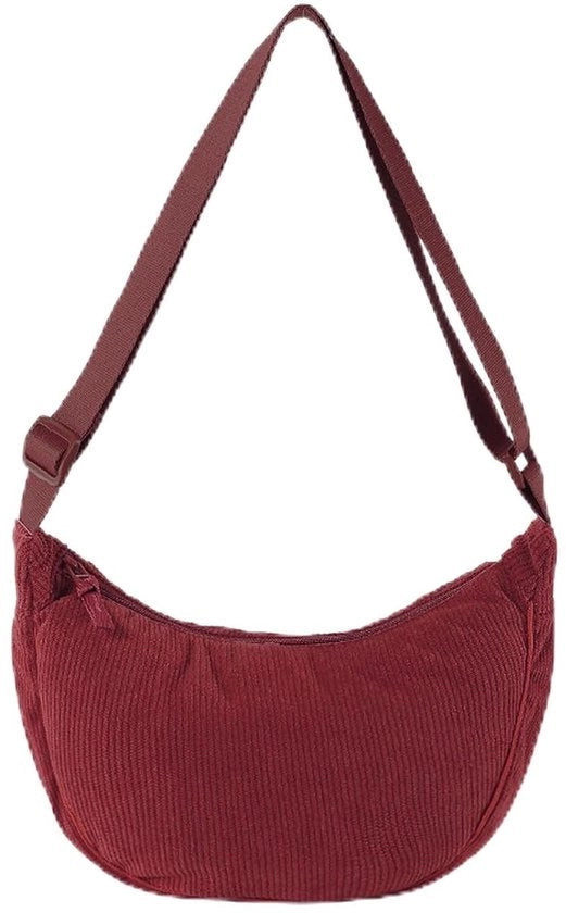 Borsa da braccio in corduroy - Forma lunare - Cinturino regolabile - Donna 

Modello: 
Specifica: