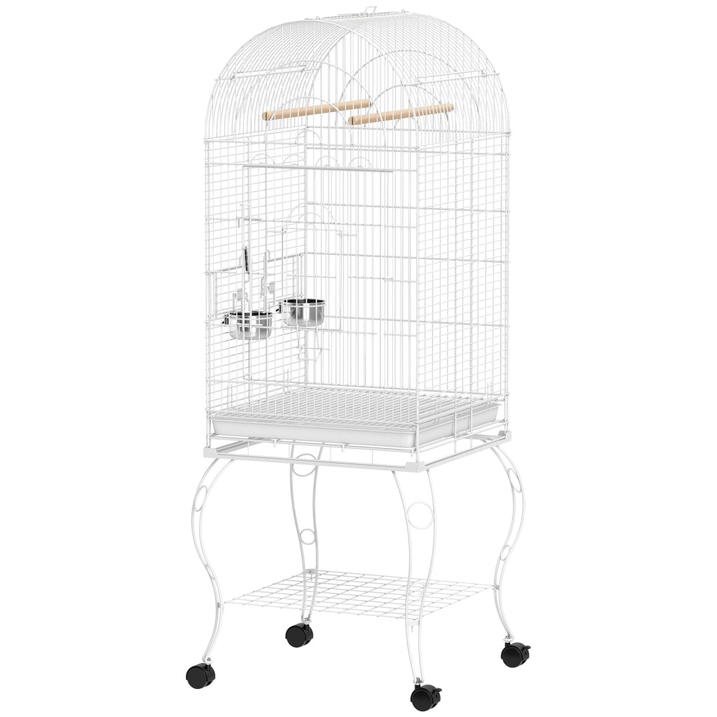 Gabbia per Uccelli con Ruote ¨C Minimal ¨C Bianco 51x51x153 cm