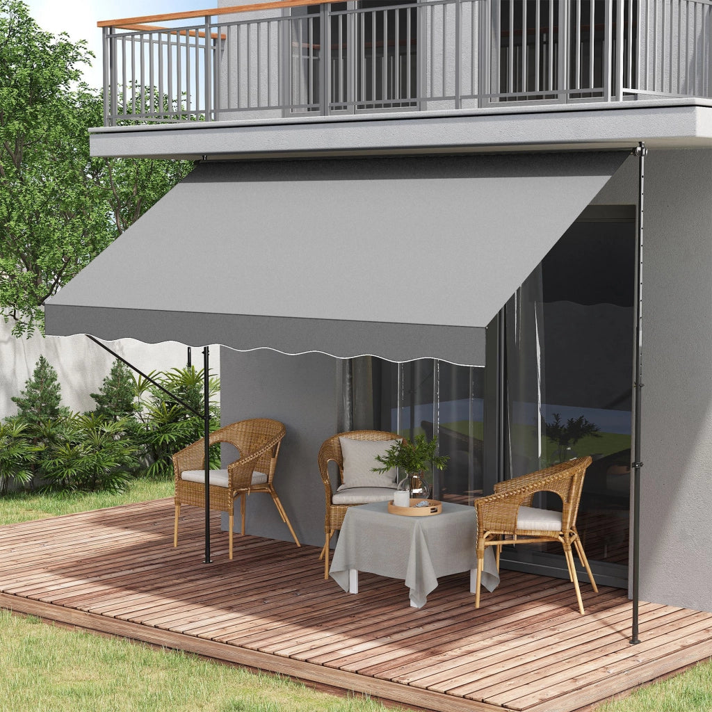 Toldo Retrattile Manuale per Balcone ¨C zephmum ¨C Grigio 300x175x210-310 cm