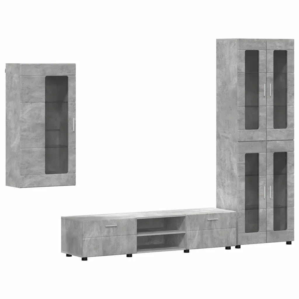 Set mobile TV con porta FLORIN Grigio cemento Legno multistrato