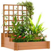 Hochbeet con graticcio 3 livelli ¨C zephmum ¨C marrone, legno di abete, 95x95x110 cm