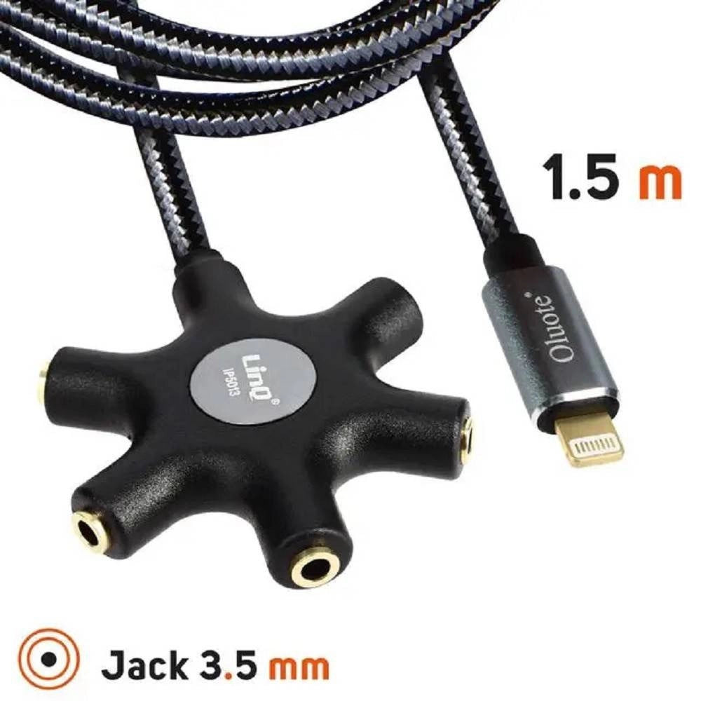 Trade Shop - Cavo Audio Da Lightning A 5x Jack Femmina Adattatore 5 In 1 Da 1,5 Metri Ip5015 -