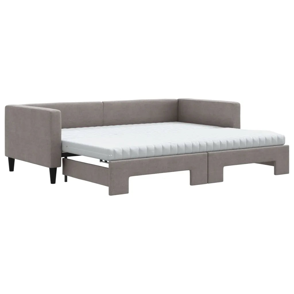 Divano Letto Estraibile con Materassi Tortora 90x200 cm Tessuto 3196599