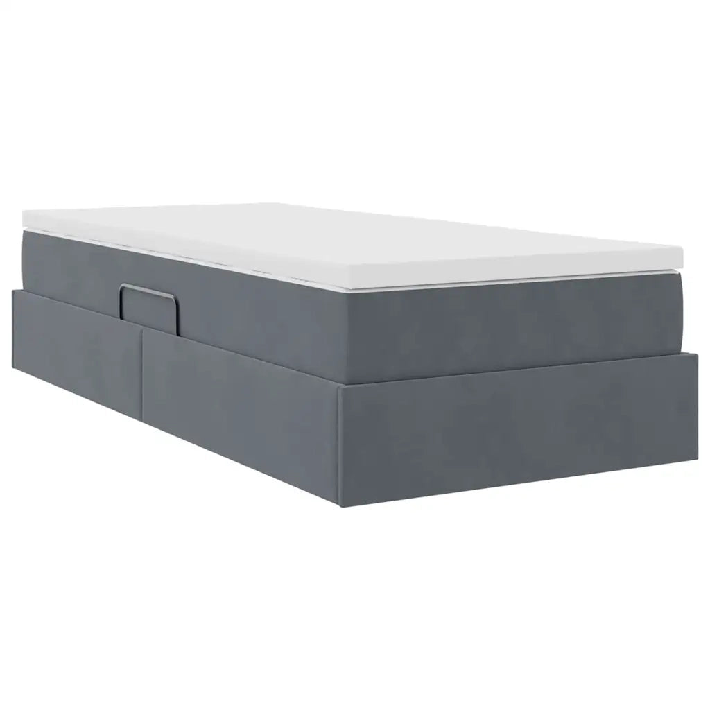 Letto con contenitore e materasso Grigio scuro 90 x 200 cm