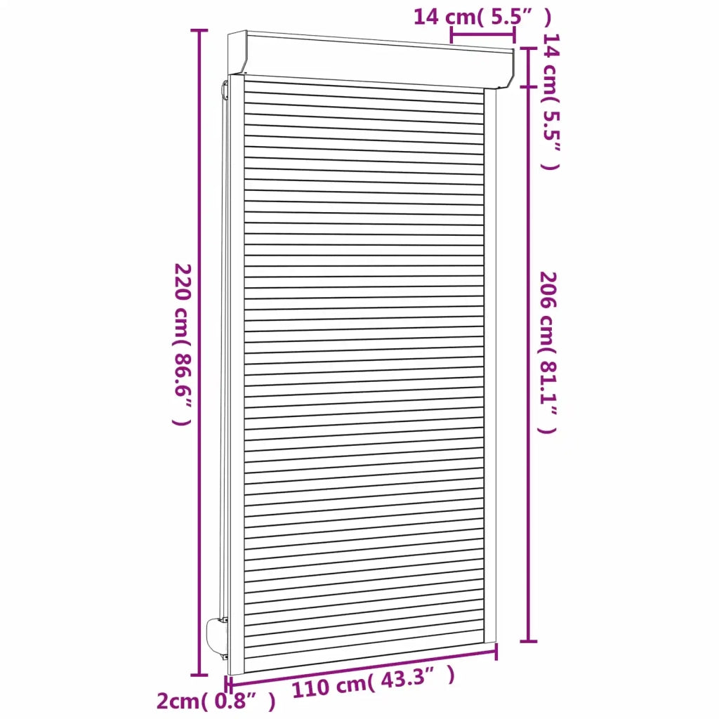 Persiana a rullo Antracite 110 x 220 cm Alluminio e poliuretano