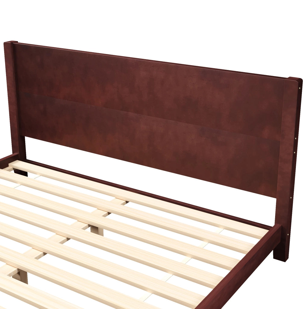 Letto matrimoniale 180x200 cm con testiera e rete a doghe marrone