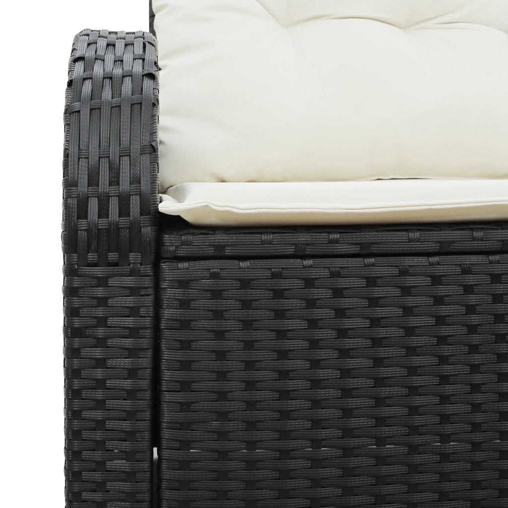 Divano da Giardino a 2 Posti con Cuscini Nero in Polyrattan