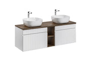 Set mobili bagno 140 cm con piano e 2 lavabi da appoggio Smile Iconic White 140 cm