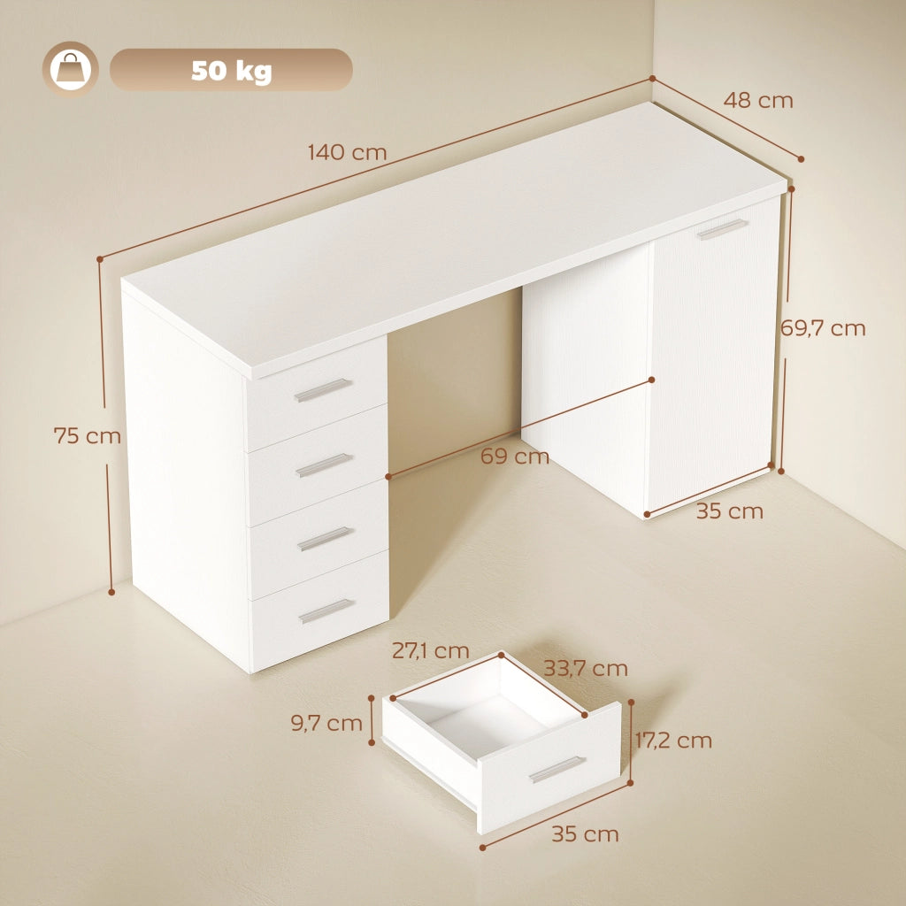Scrivania con cassetti e armadio ¨C zephmum ¨C Bianco 140x