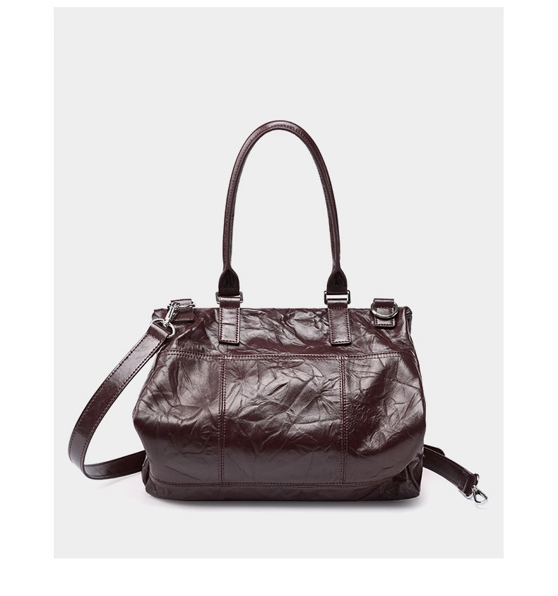 Borsa a tracolla da donna in vera pelle marrone