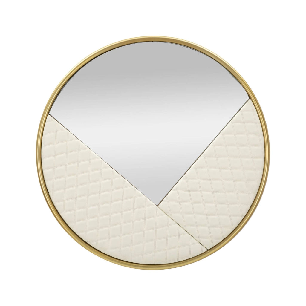 Specchio Bozzole, Specchiera, Articolo d'arredo a muro, Decorazione con specchio, 80x3 h80 cm, Bianco e Oro
