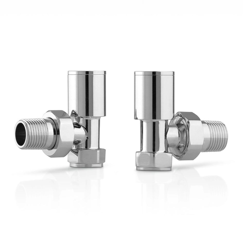 Valvole termoarredo tonde cromate con attacco G 1/2 e raccordo rame da 12 mm