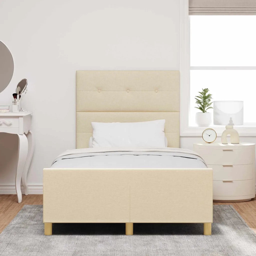 Struttura del letto con testiera Crema 120 x 190 cm Tessuto