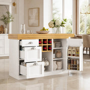 Tavolo da pranzo estensibile con cassetto e vano portabottiglie, per cucina e soggiorno, bianco, 120 × 40 × 74 cm