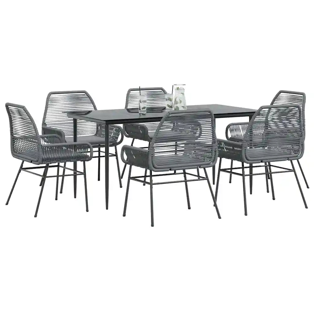 Set da Pranzo da Giardino 7 pz con Cuscini Polyrattan Vetro 3334482